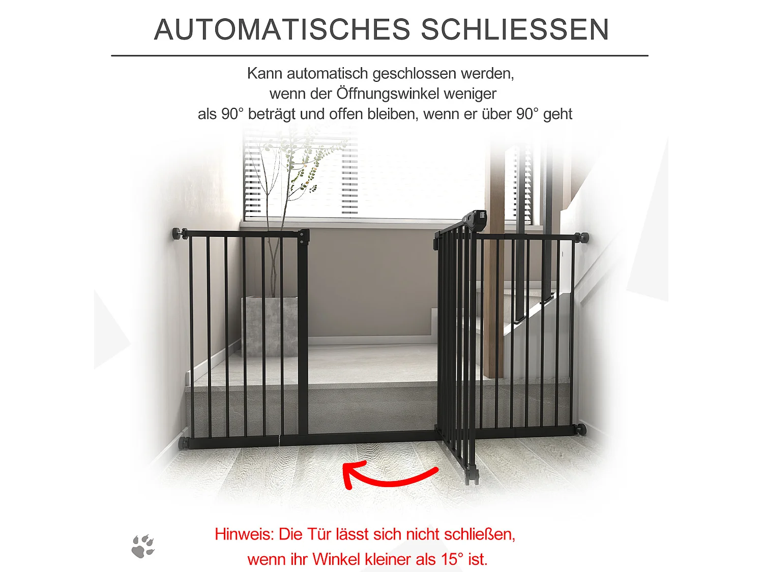 Sicherheitsgitter für Hunde aus Metall, schwarz, ohne Bohren, Höhe 76,2 cm