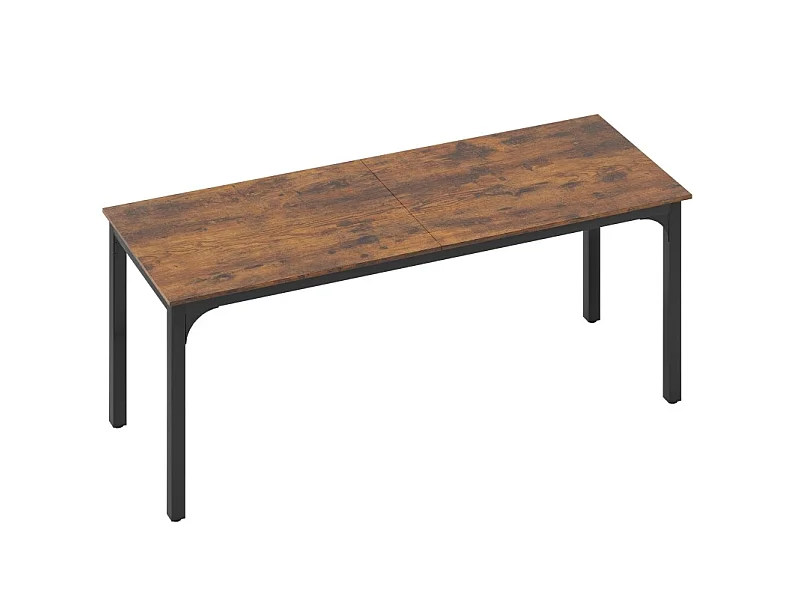 Industrieel computerbureau van gemelamineerd hout en staal, roestbruin en zwart, 200 x 60 x 75 cm