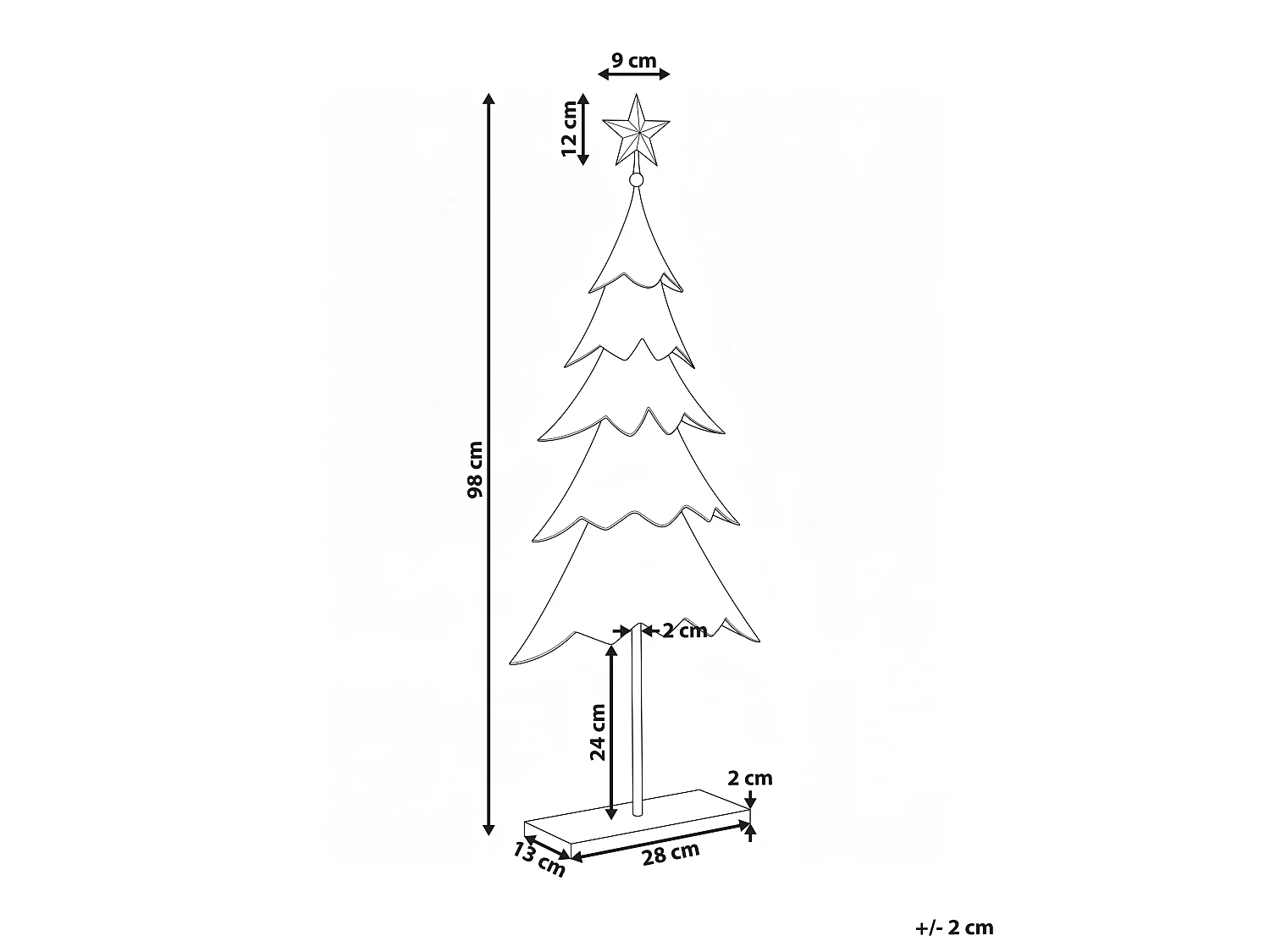 Décoration de Noël HANKO 98 cm Arbre de Noël Doré
