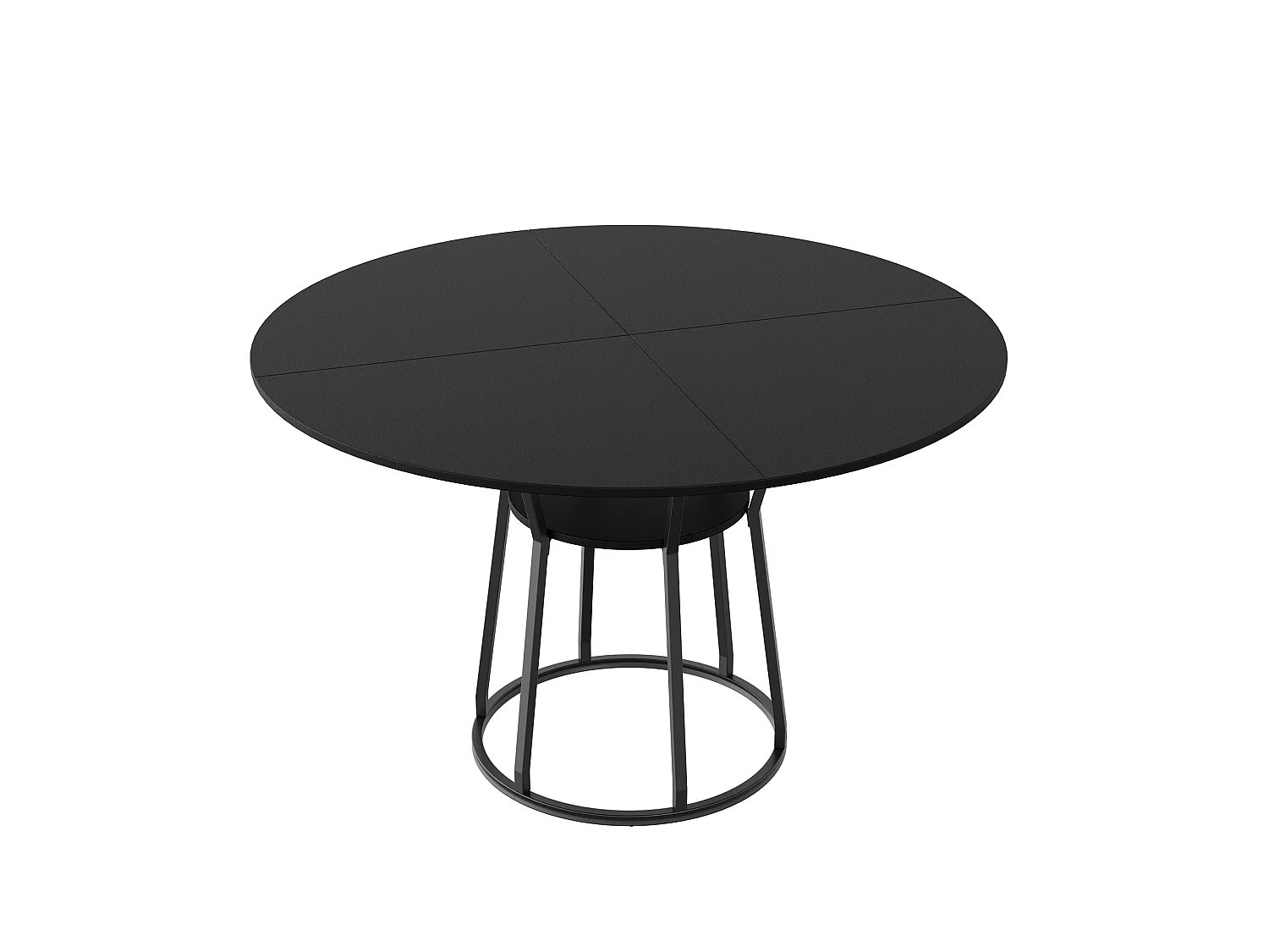DreamMespace Table à Manger Ronde 120 cm - Table Repas 6 Personnes avec Étagère de Rangement Intégrée, Design Épuré Noir
