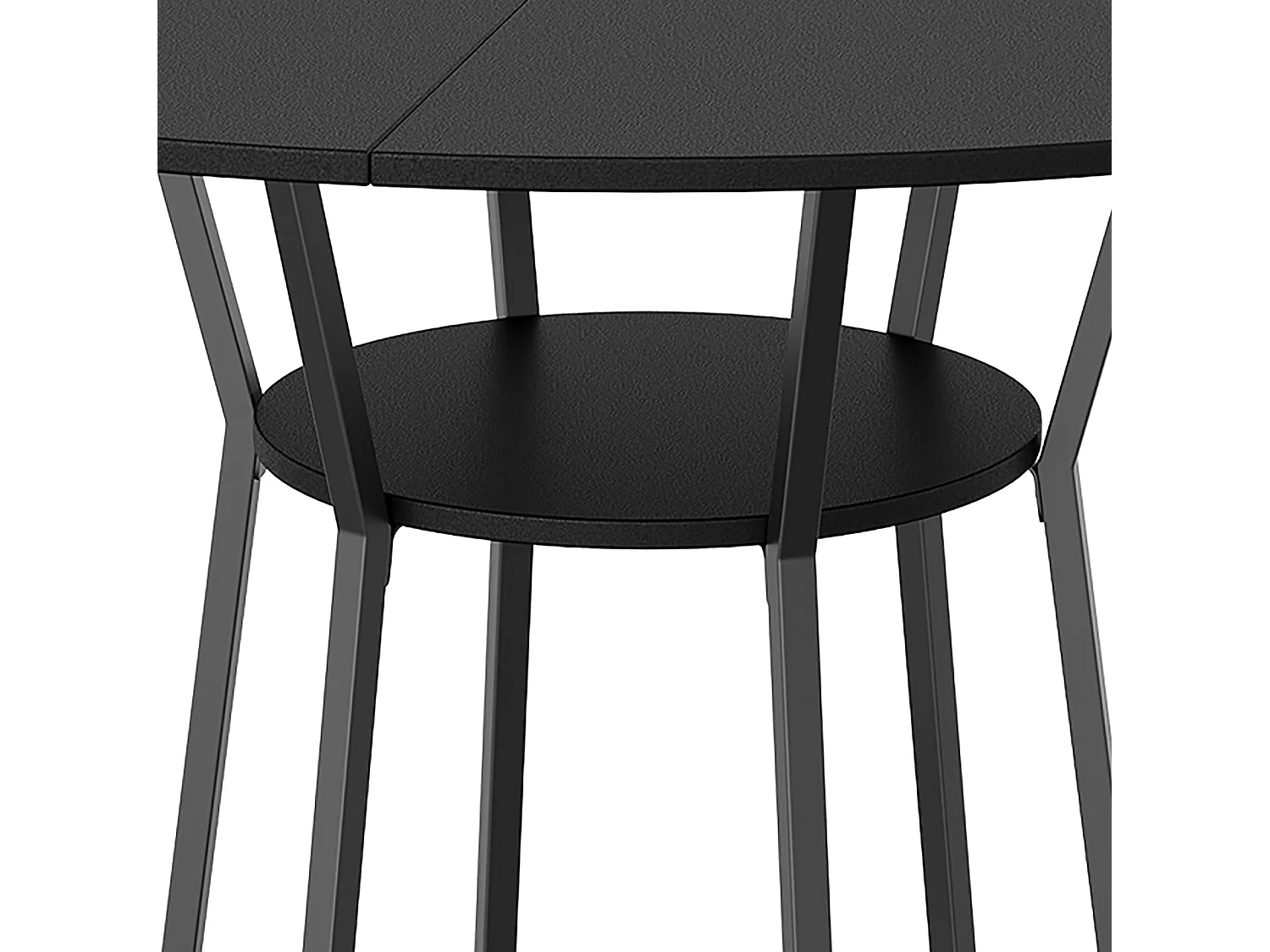DreamMespace Table à Manger Ronde 120 cm - Table Repas 6 Personnes avec Étagère de Rangement Intégrée, Design Épuré Noir