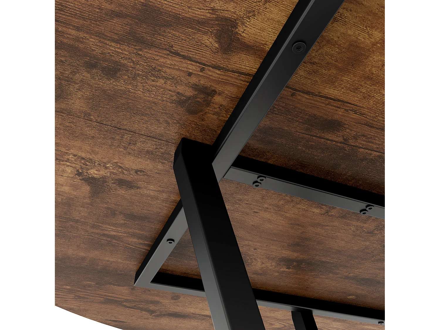 DreamMespace Table à Manger Ronde 120 cm - Table Repas avec Étagère de Rangement Double Plateau 4 à 6 Personnes, Style Moderne Marron Chêne Fumé