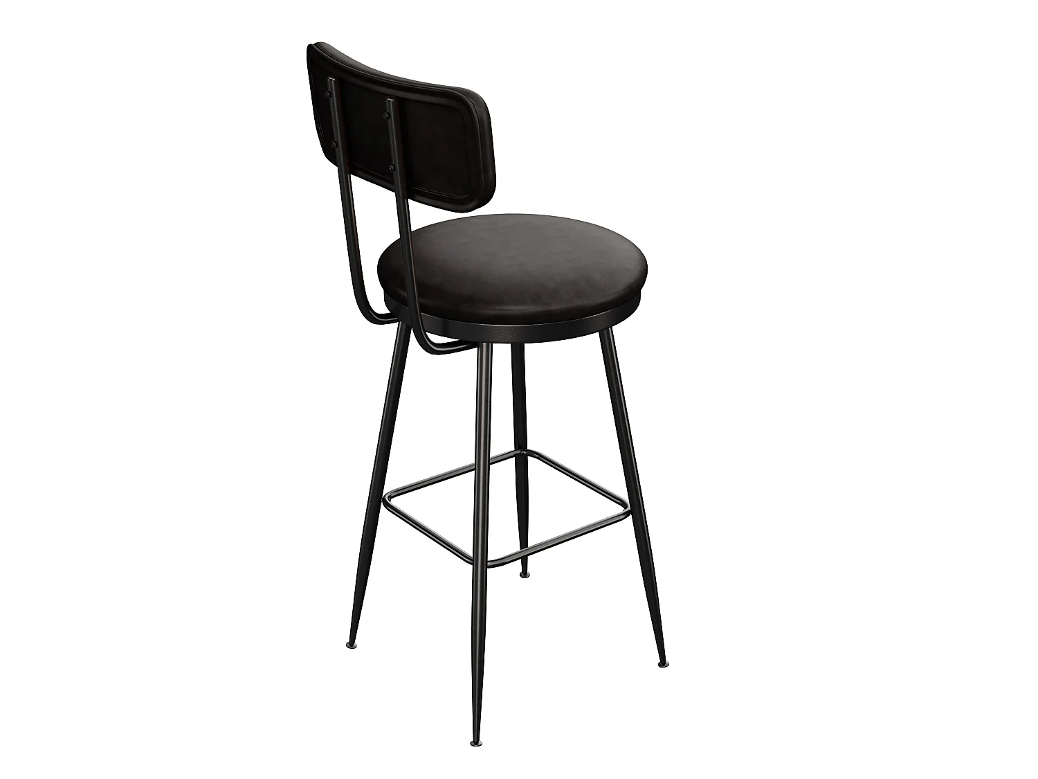 DreamMespace Lot de 4 Tabourets de Bar 65 cm Chaises Hautes d'Îlot Moderne avec Dossier et Repose-Pieds, Métal et Simili Cuir Noir