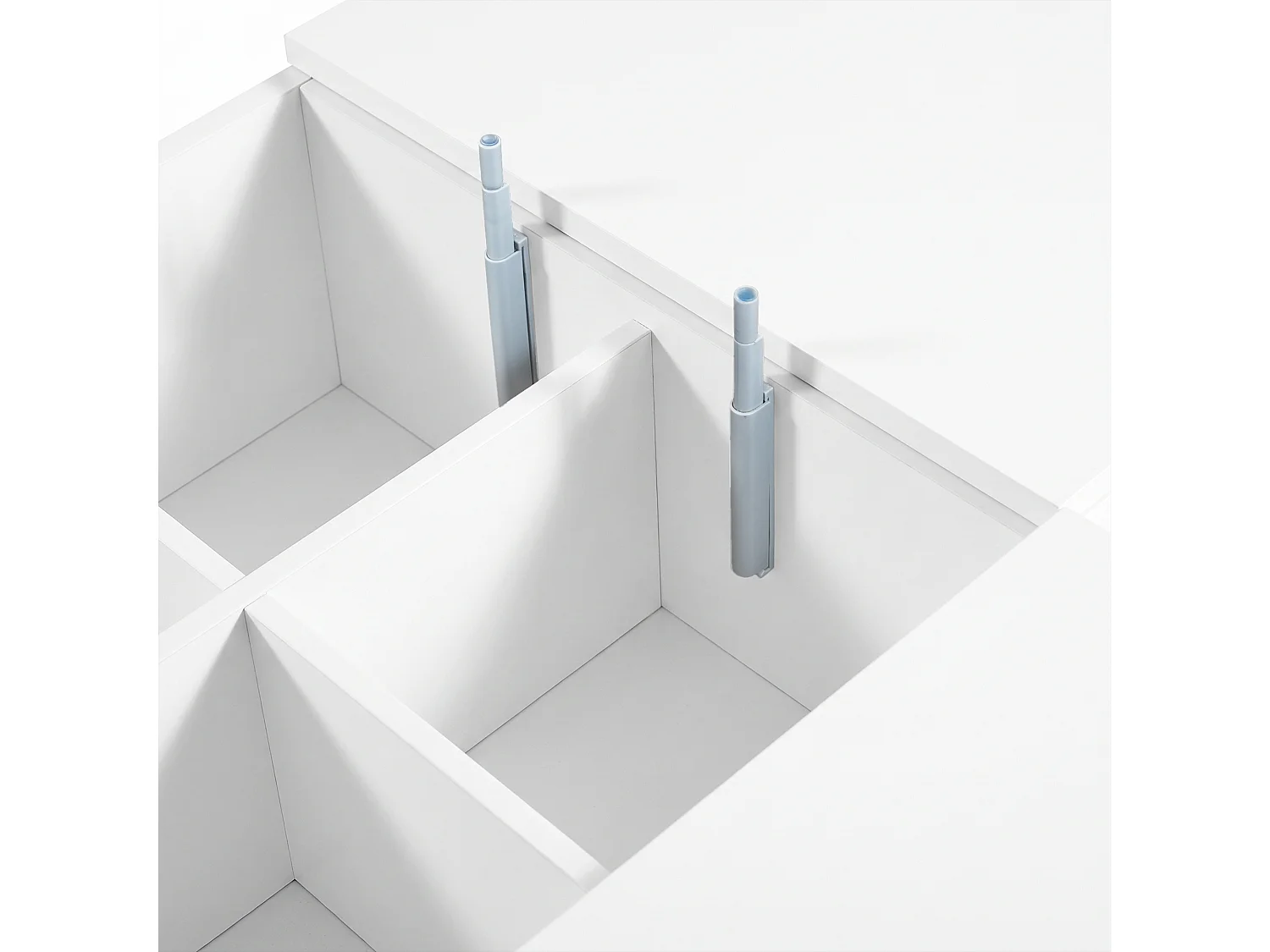 DreamMespace Table Basse 72x72 cm Relevable avec Rangement & Tiroirs, Éclairage LED Blanc Laqué