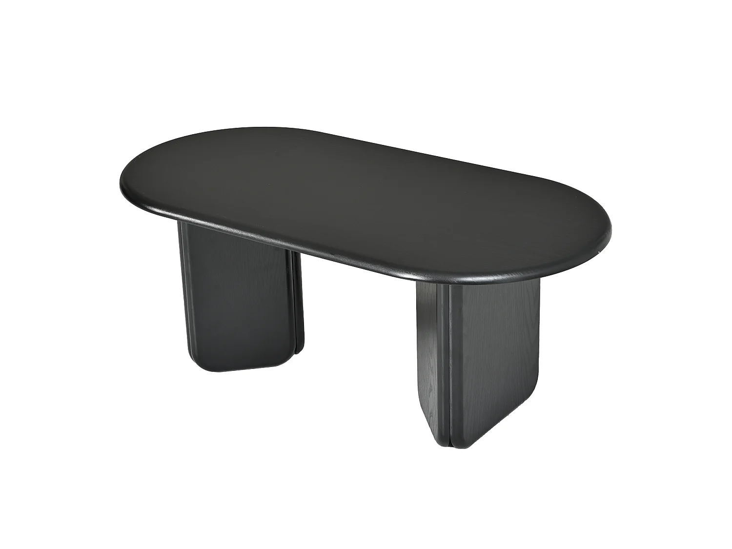 DreamMespace Table Basse Ovale 99x50x40 cm - Meuble de Salon Scandinave avec Piétement Géométrique, MDF Noir
