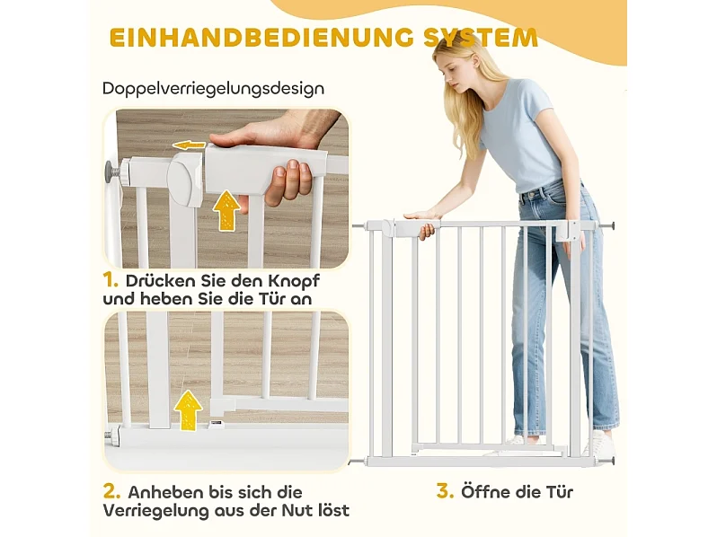 Sicherheitsgitter ohne Bohren aus weißem Kohlenstoffstahl für Öffnungen von 76 bis 82 cm