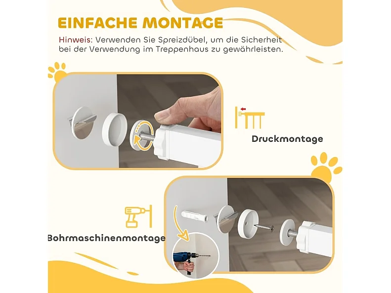 Sicherheitsgitter ohne Bohren aus weißem Kohlenstoffstahl für Öffnungen von 76 bis 82 cm
