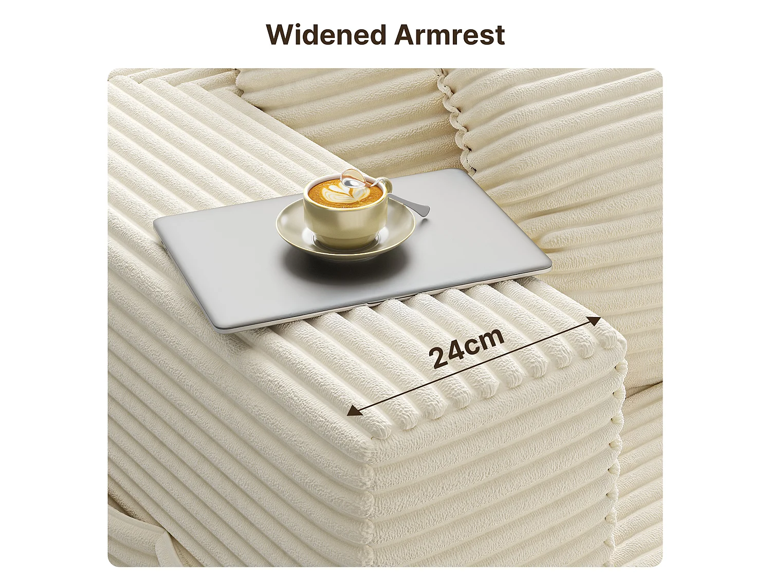 Canapé D'angle 3 Places Avec Méridienne,canapé Compressé Velours Côtelé Beige