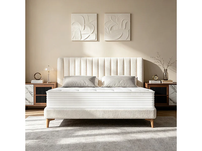 Matelas 140x200 cm - Ressorts Ensachés 7 Zones H3 - Hauteur 32 cm - Mousse Mémoire de Forme Viscoélastique - Soutien Ferme pour Dos & Confort Premium