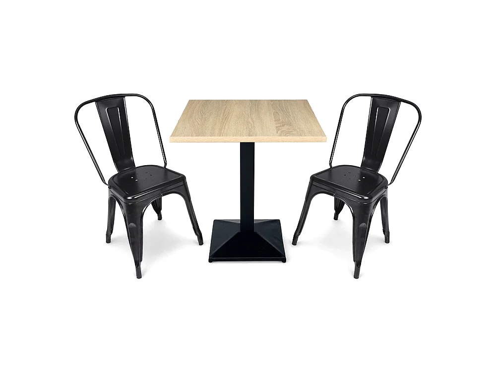 Tavolo quadrato 80×80 stile industriale con top in legno naturale – Clint