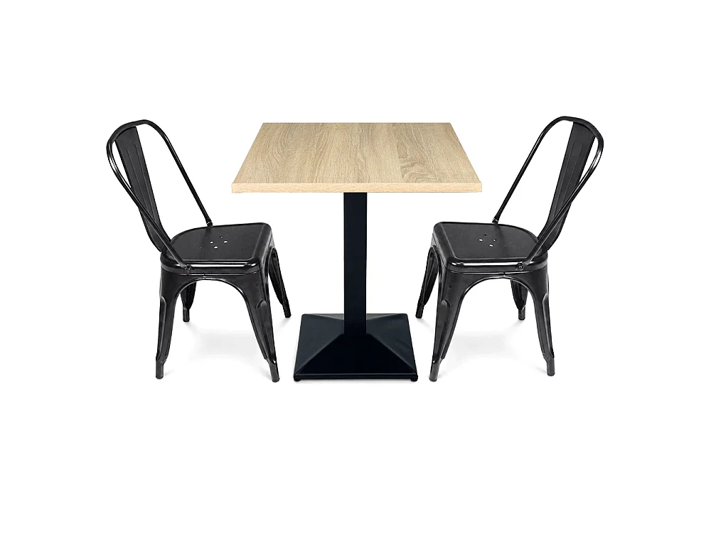 Tavolo quadrato 80×80 stile industriale con top in legno naturale – Clint