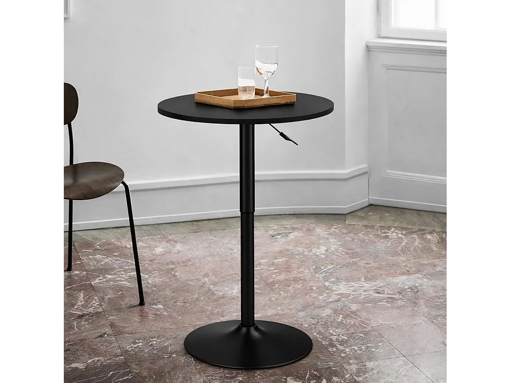 Tavolo Bar Girevole Nero Diametro 60cm con Altezza Regolabile per Bar Ristoranti