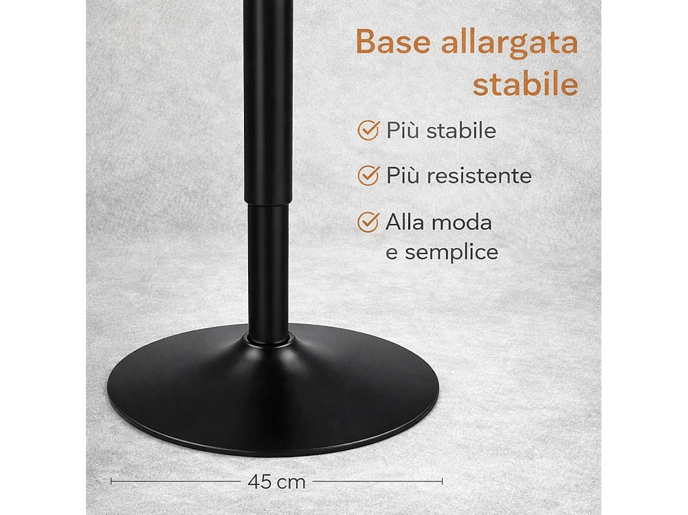 Tavolo Bar Girevole Nero Diametro 60cm con Altezza Regolabile per Bar Ristoranti