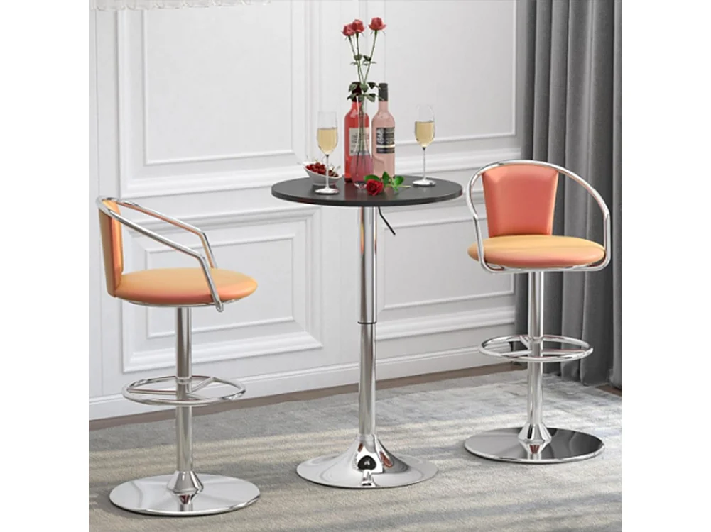 Tavolo Bar Girevole Nero Diametro 60cm con Altezza Regolabile per Bar Ristoranti
