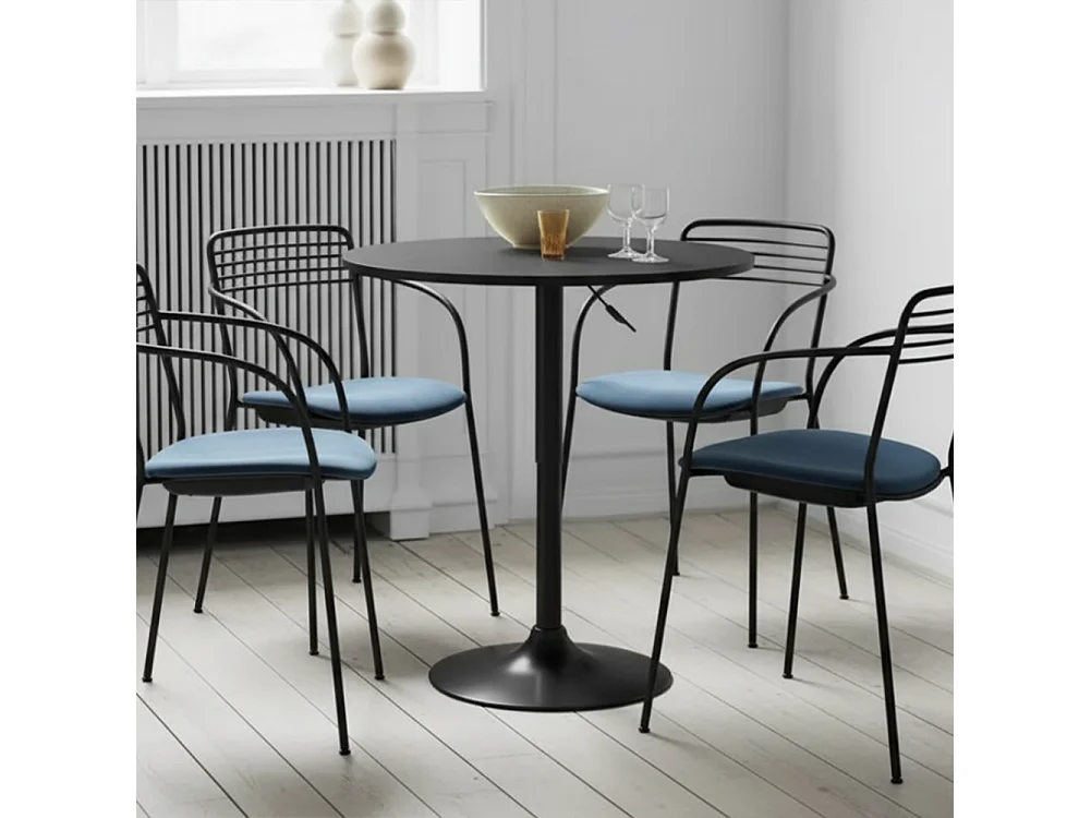 Tavolo Bar Girevole Nero Diametro 60cm con Altezza Regolabile per Bar Ristoranti
