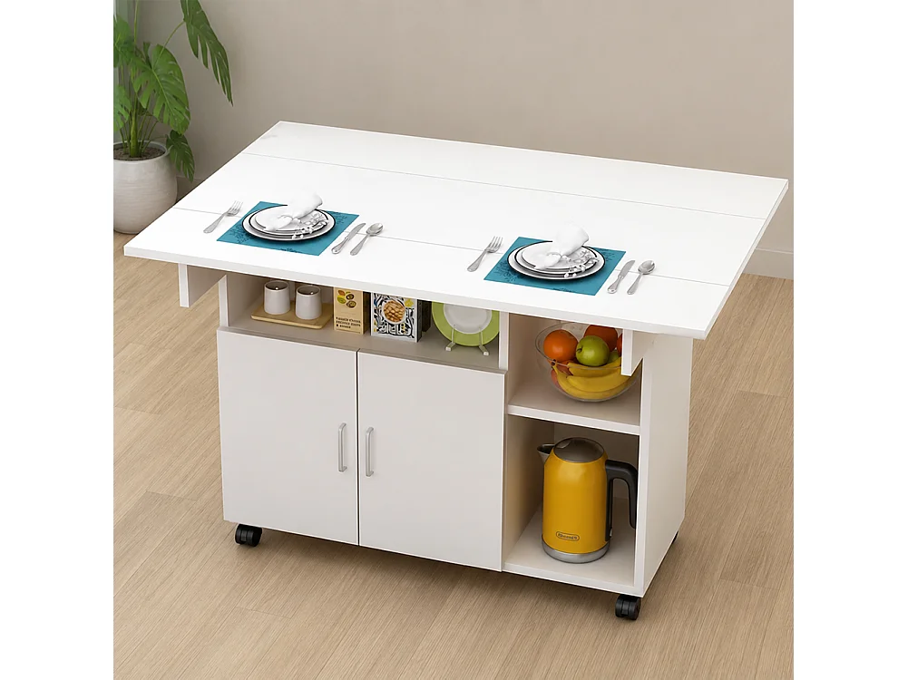 Tavolo Tavolino Mobile Cucina con Scaffali Armadietto Salvaspazio Portaoggetti