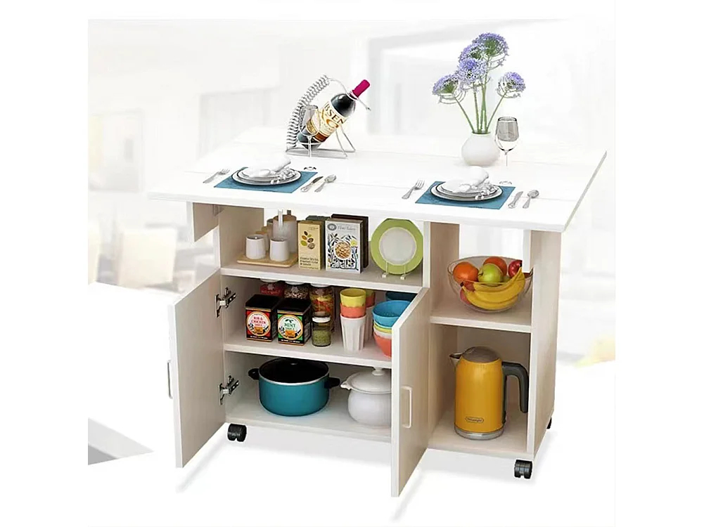 Tavolo Tavolino Mobile Cucina con Scaffali Armadietto Salvaspazio Portaoggetti