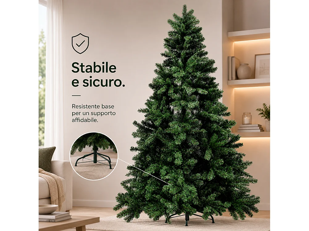 Albero di Natale Canada 180 cm Verde Decorazione Addobbo Natalizia Foltissima