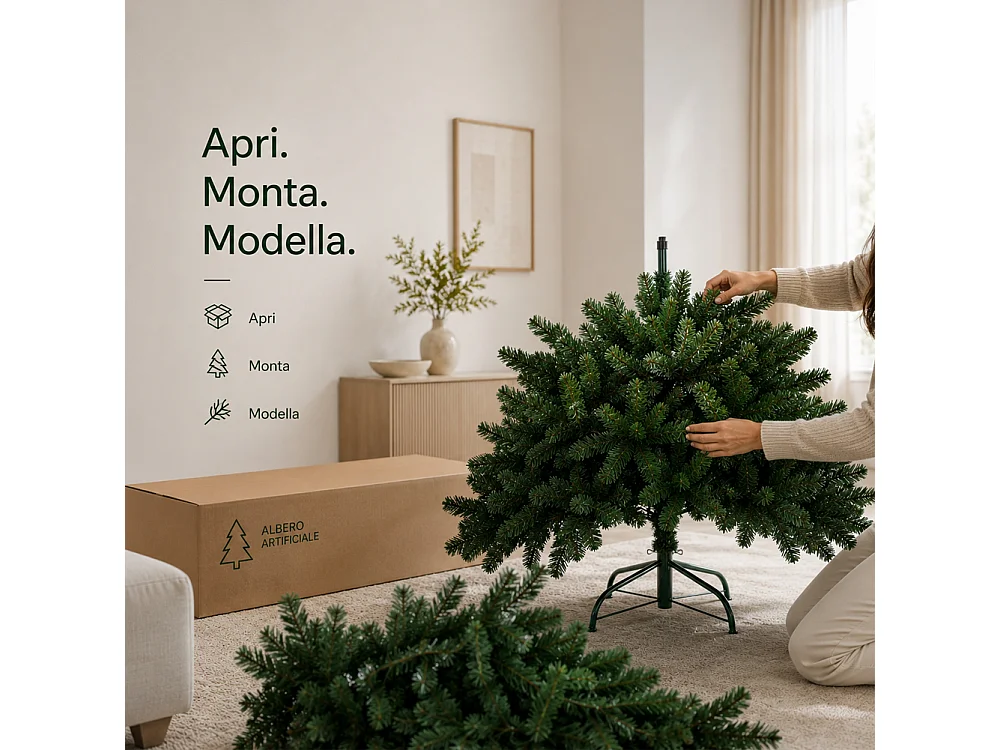 Albero di Natale Canada 180 cm Verde Decorazione Addobbo Natalizia Foltissima