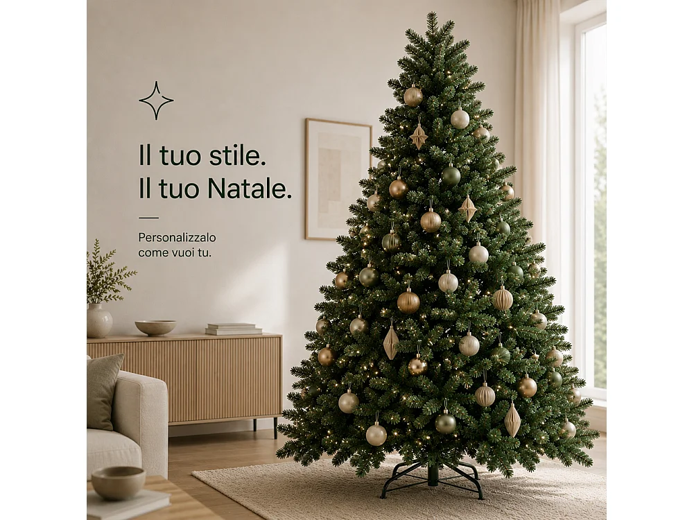 Albero di Natale Canada 210 cm Verde Decorazione Addobbo Natalizia Foltissima