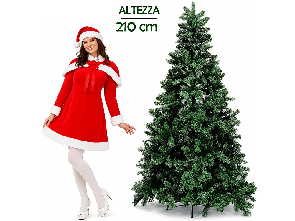 Albero di Natale Canada 210 cm Verde Decorazione Addobbo Natalizia Foltissima