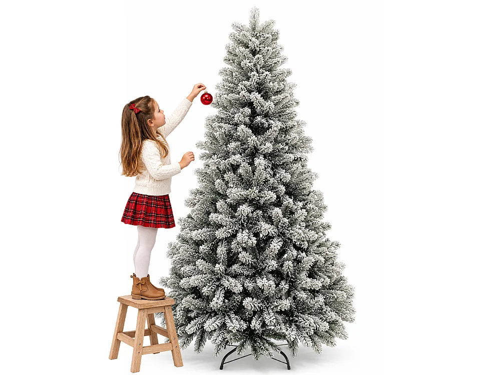 Albero di Natale Nebraska 210 cm Innevato Addobbo Natalizio Folto Foltissimo