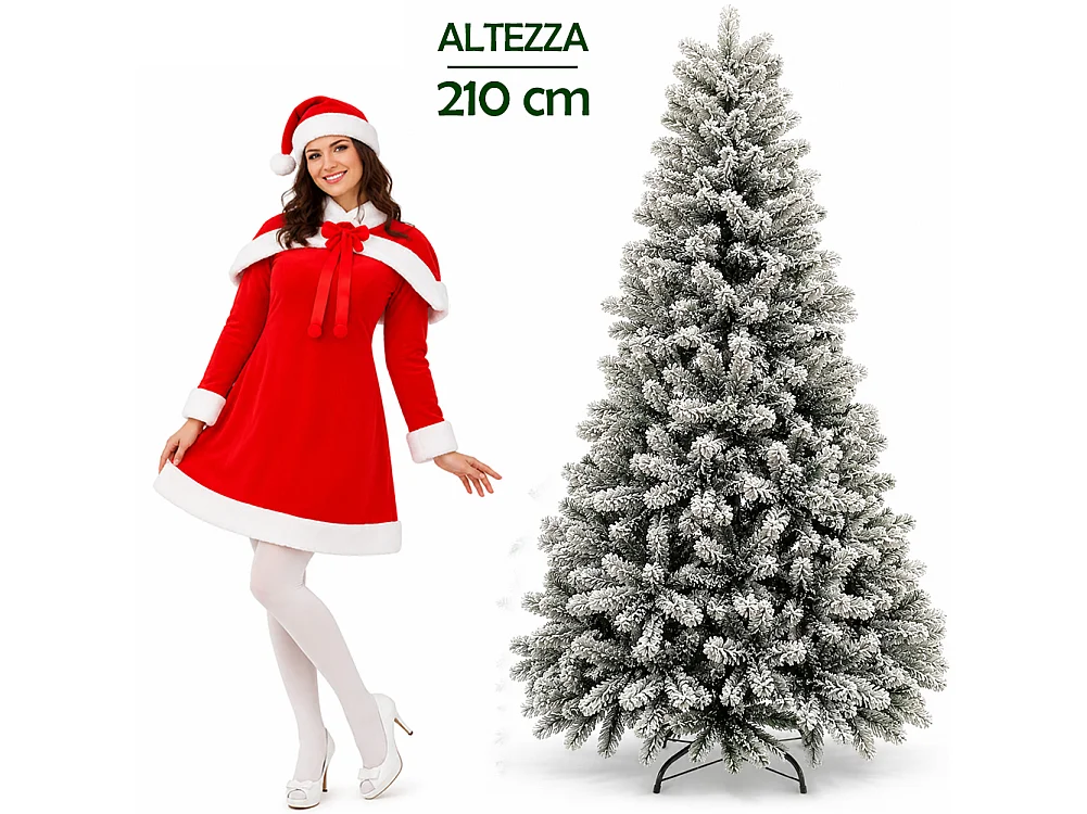 Albero di Natale Nebraska 210 cm Innevato Addobbo Natalizio Folto Foltissimo