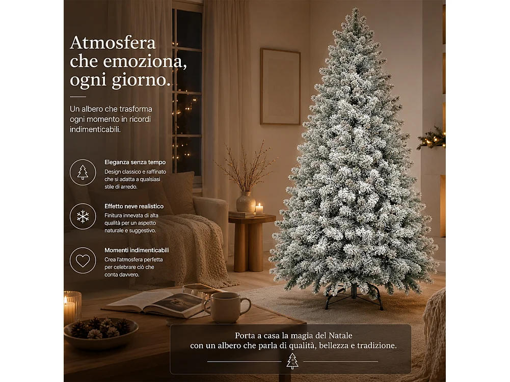 Albero di Natale Nebraska 210 cm Innevato Addobbo Natalizio Folto Foltissimo