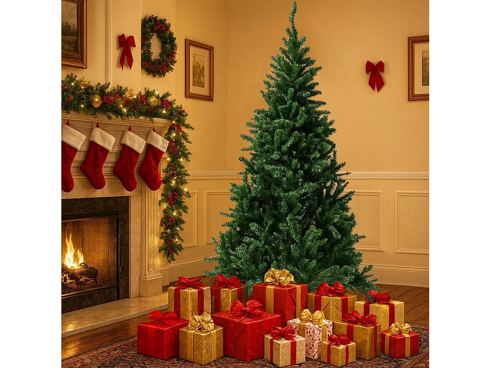 Albero di Natale Verde Monte Saturno 210 cm e 1037 Rami Decorazione Natalizia