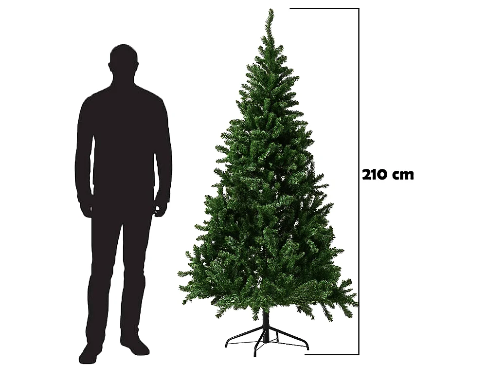 Albero di Natale Verde Monte Saturno 210 cm e 1037 Rami Decorazione Natalizia