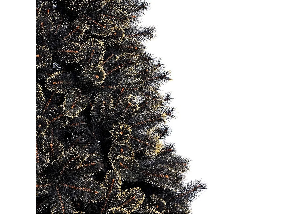 Albero di Natale Luxury 210cm 1106 Punte Nero e Oro Base a Croce Design Premium