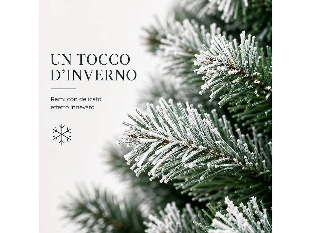 Albero di Natale Tirolese 240 cm Innevato con Pigne Addobbo Natalizia Foltissima