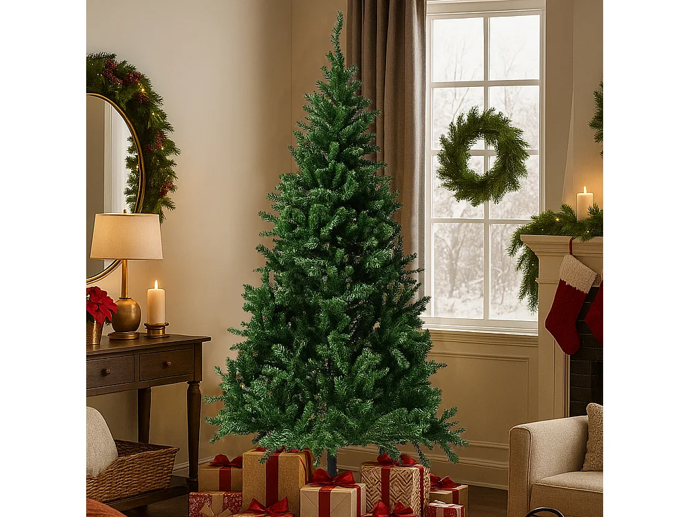 Albero di Natale Verde Monte Saturno 180 cm e 650 Rami Decorazione Natalizia