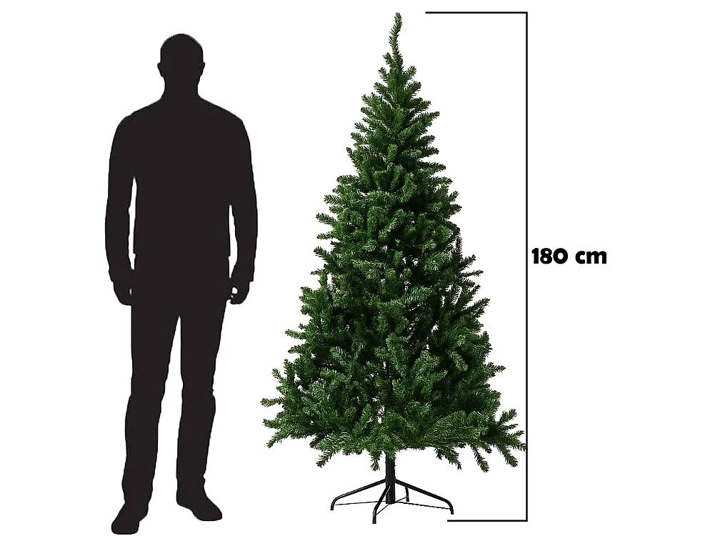 Albero di Natale Verde Monte Saturno 180 cm e 650 Rami Decorazione Natalizia
