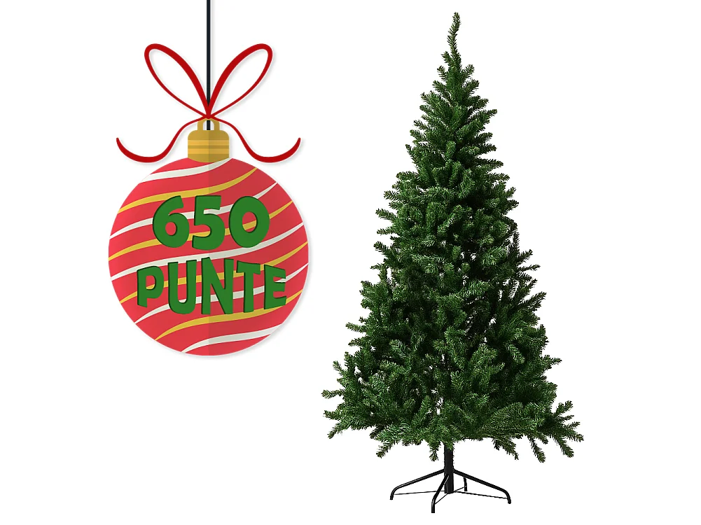 Albero di Natale Verde Monte Saturno 180 cm e 650 Rami Decorazione Natalizia