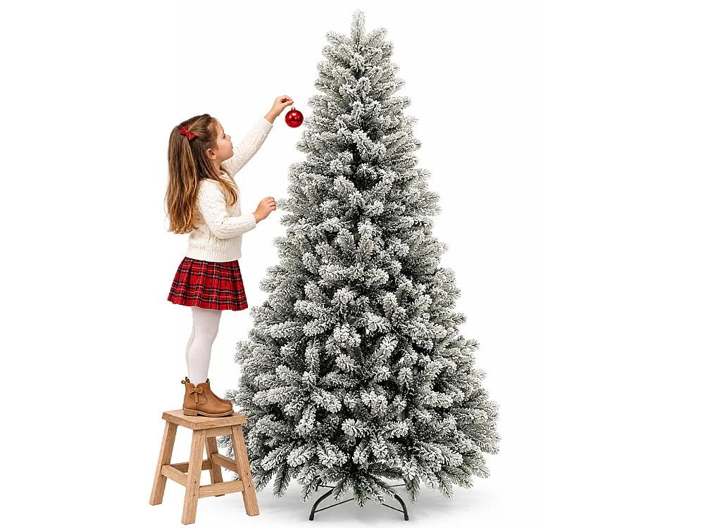 Albero di Natale Nebraska 180 cm Innevato Addobbo Natalizio Folto Foltissimo