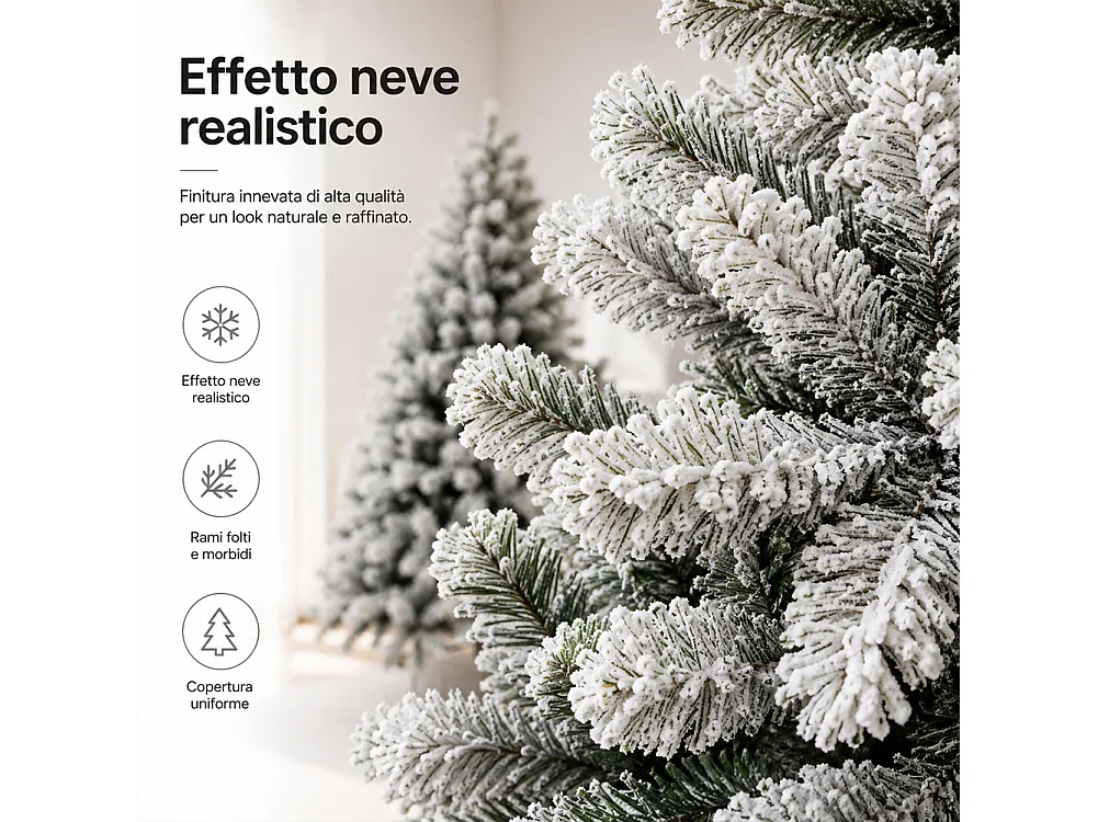 Albero di Natale Nebraska 180 cm Innevato Addobbo Natalizio Folto Foltissimo