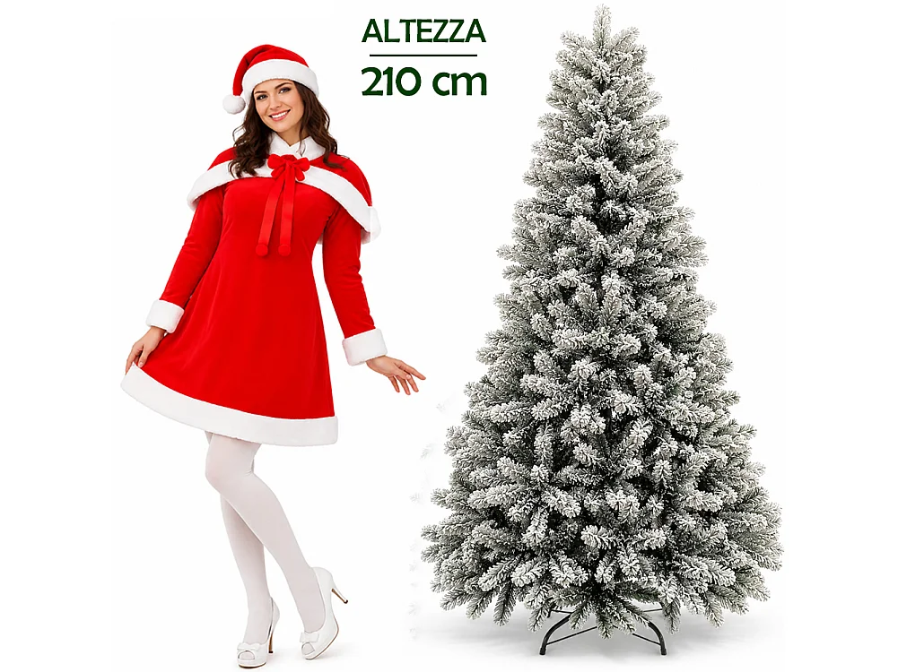 Albero di Natale Nebraska 180 cm Innevato Addobbo Natalizio Folto Foltissimo