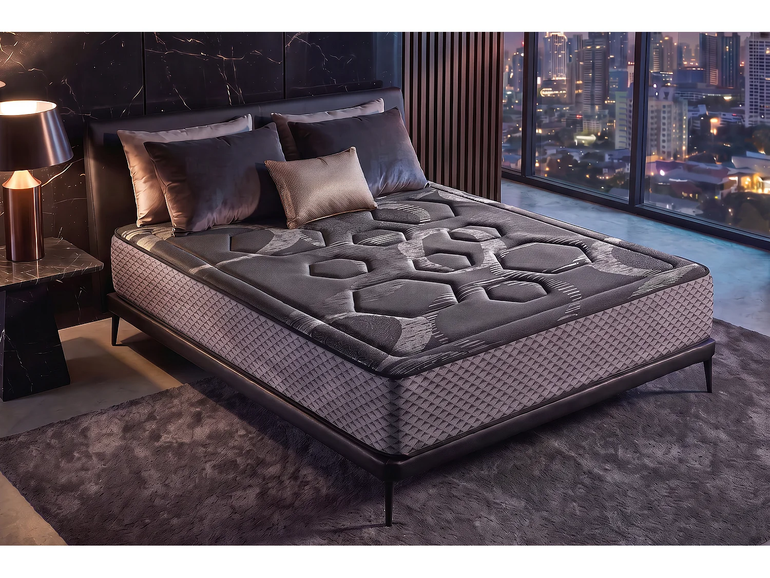 Visco-elastisch Matrass Titanium Black Multizone - 160X190 cm - Moonia