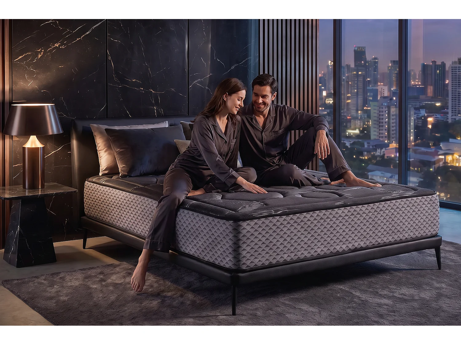 Visco-elastisch Matrass Titanium Black Multizone - 160X190 cm - Moonia