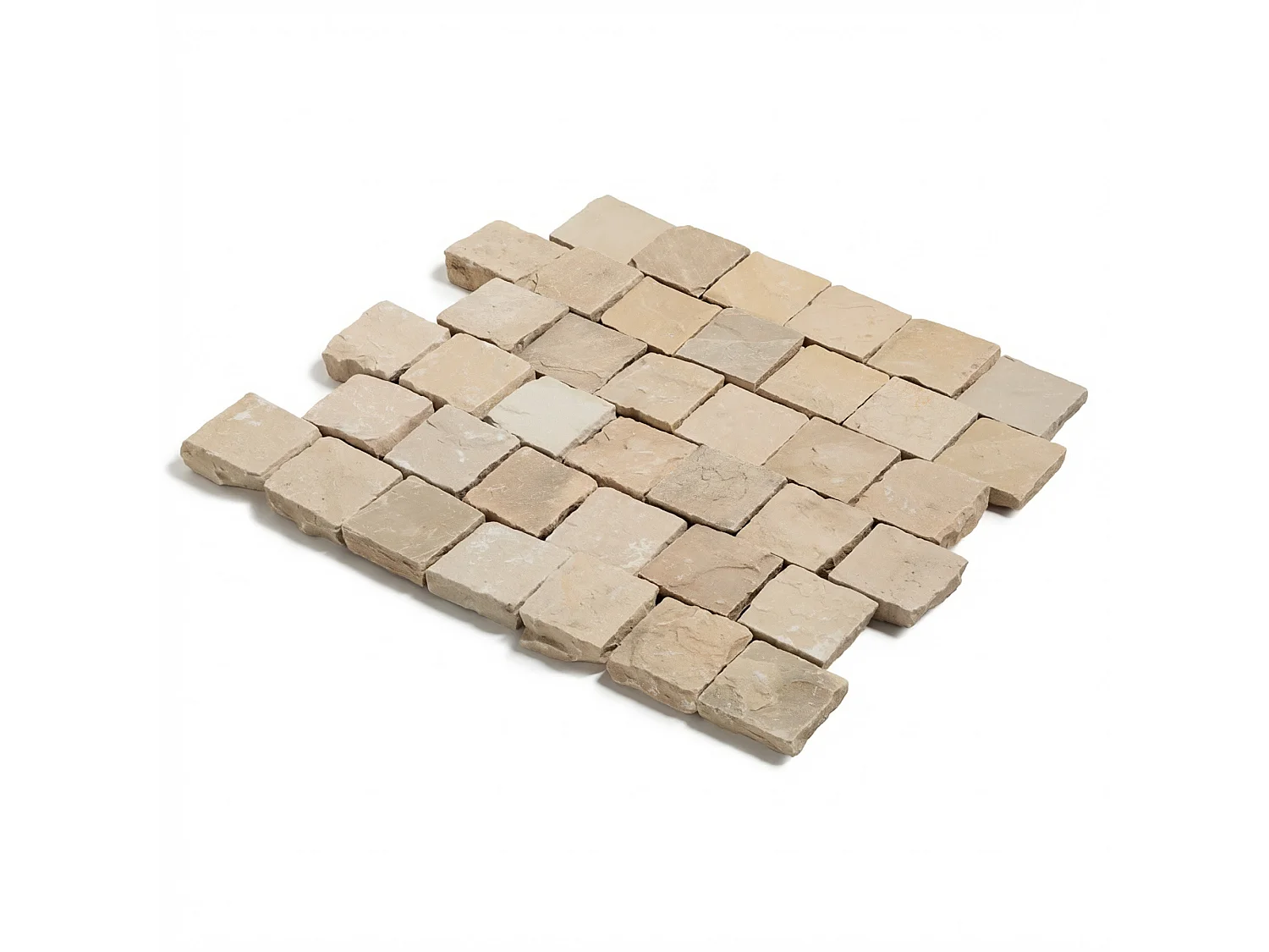 Pavé Grès Kandla Beige 14x14x3-5 cm (vendu au m² - 42 pavés/m²) - RO'MA NATURE
