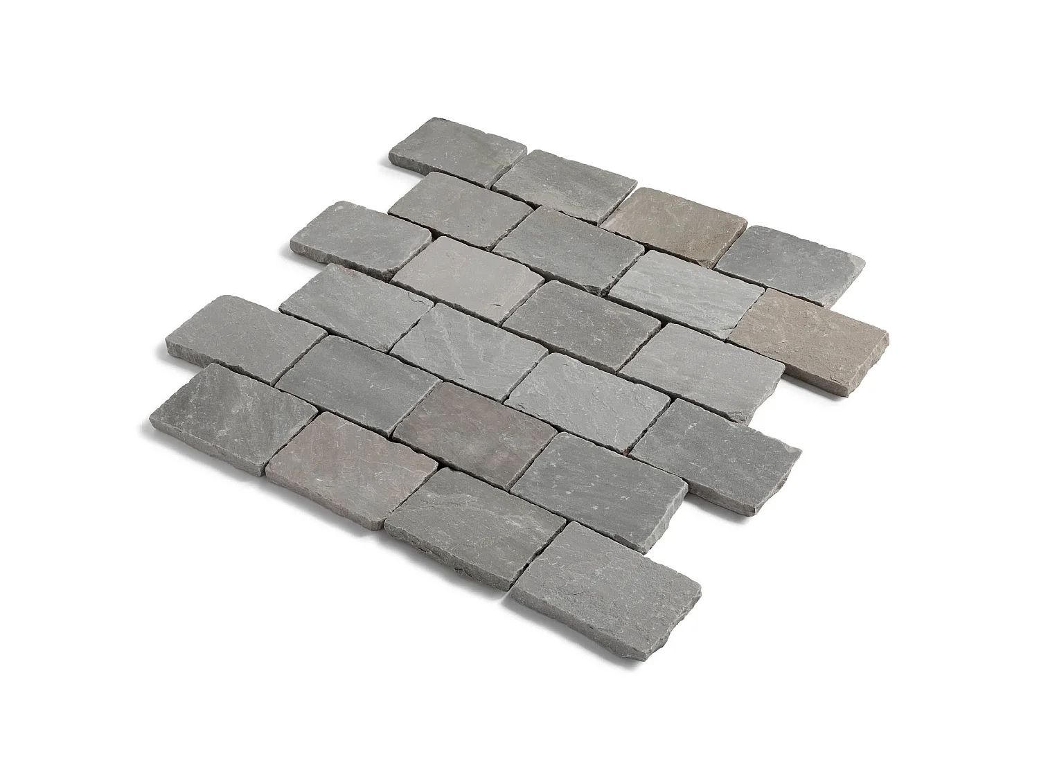 Pavé Grès Kandla Gris 20x14x2-2,5 cm (vendu au m² - 30 pavés/m²) - RO'MA NATURE