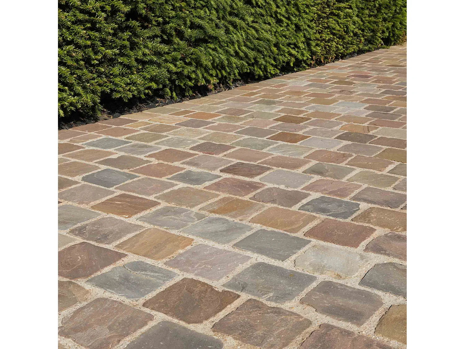 Pavé Grès Kandla Multicolore 14x14x3-5 cm (vendu au m² - 42 pavés/m²) - RO'MA NATURE