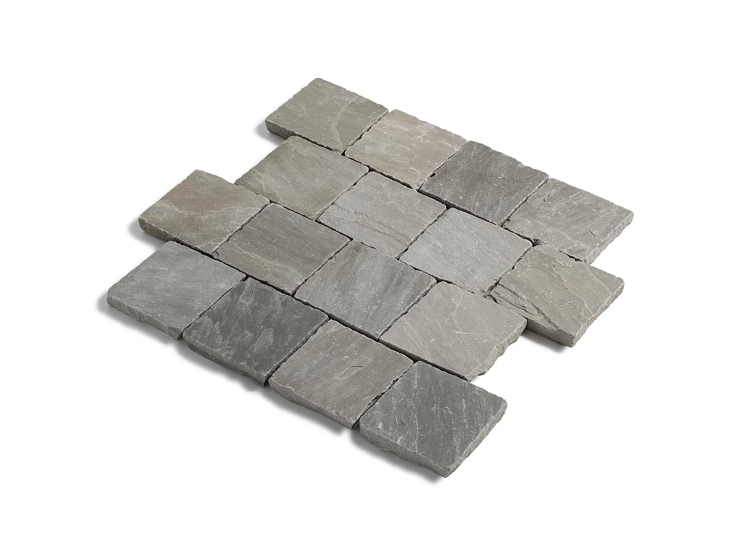 Pavé Grès Kandla Gris 14x14x2-2,5 cm (vendu au m² - 42 pavés/m²) - RO'MA NATURE