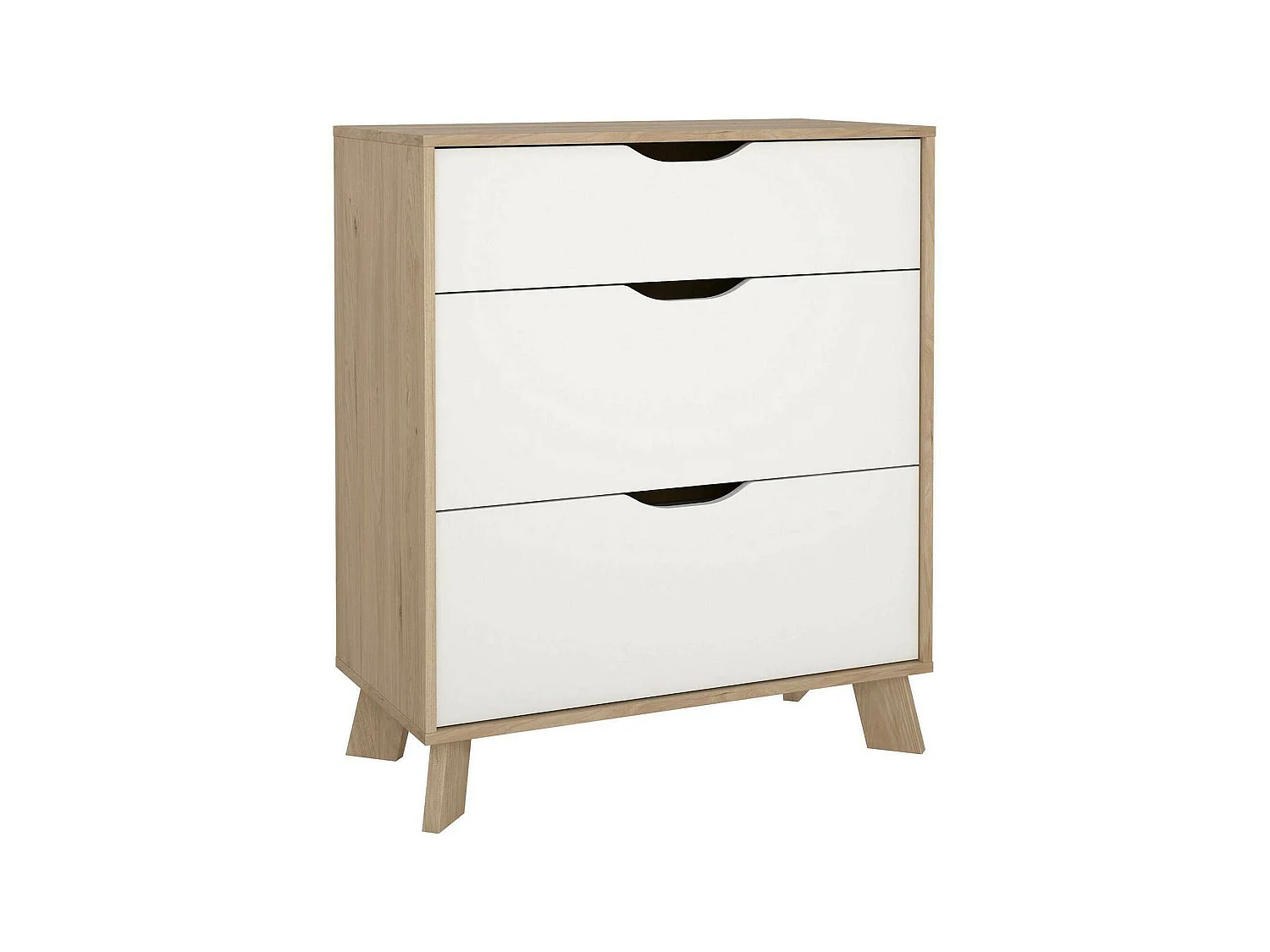 Commode Drinco, Commode polyvalente, Commode de chambre, Meuble avec tiroirs, 79x40 h92 cm, Chêne clair et Blanc