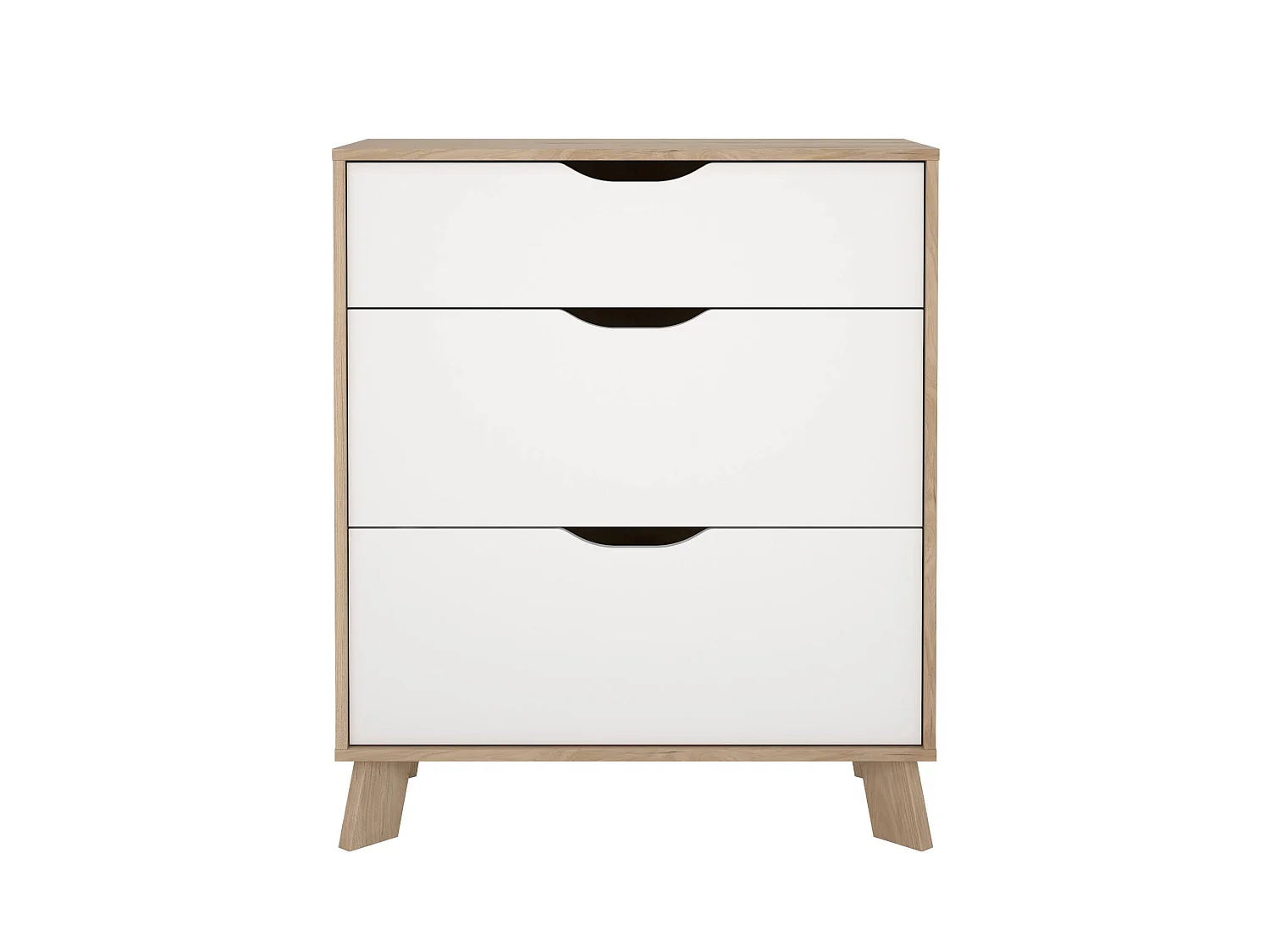Commode Drinco, Commode polyvalente, Commode de chambre, Meuble avec tiroirs, 79x40 h92 cm, Chêne clair et Blanc