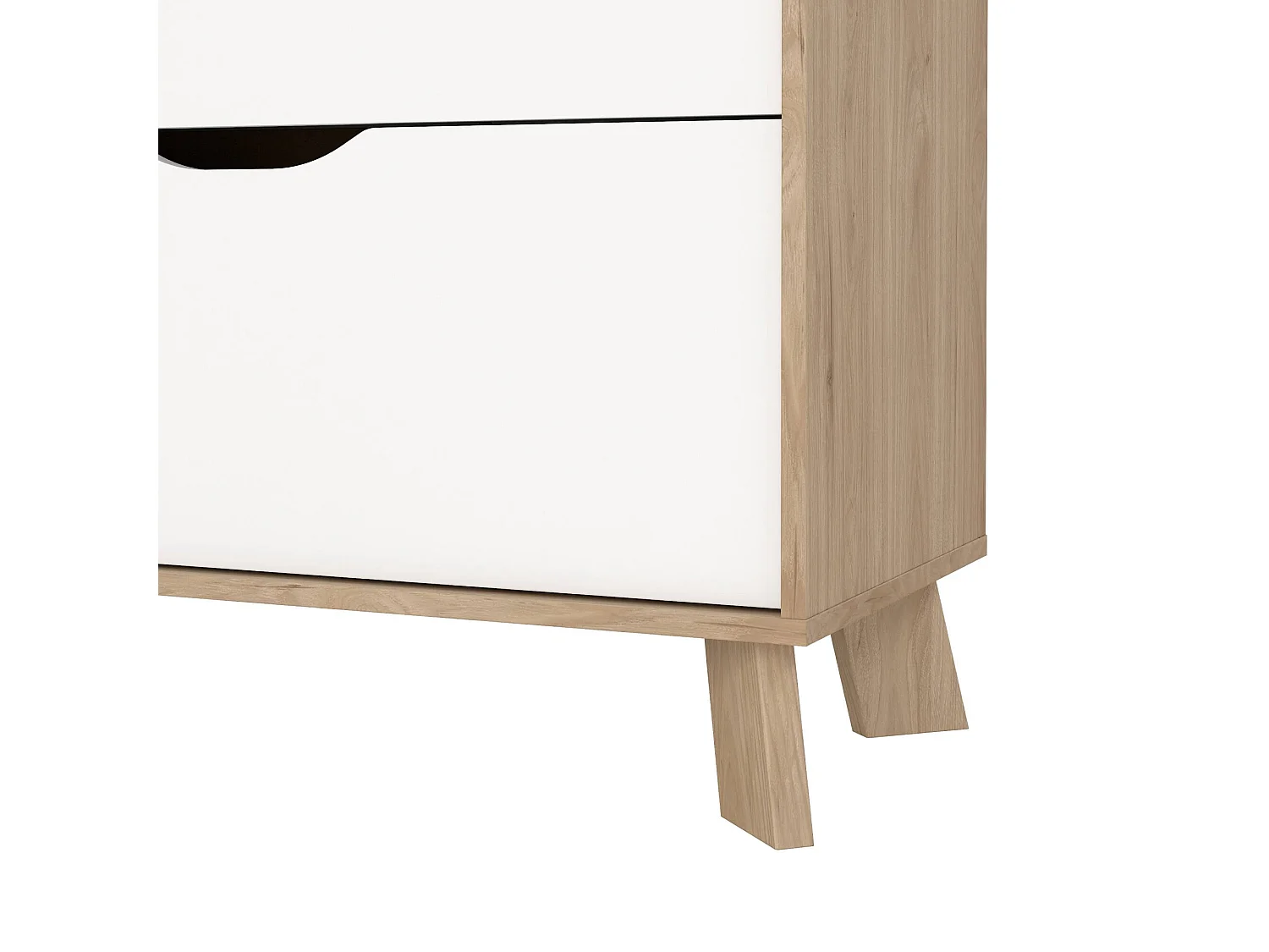 Commode Drinco, Commode polyvalente, Commode de chambre, Meuble avec tiroirs, 79x40 h92 cm, Chêne clair et Blanc