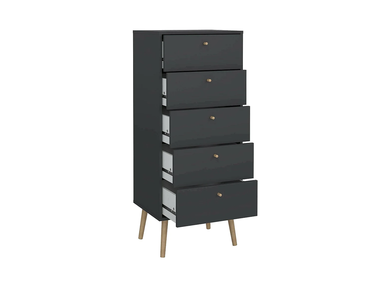 Cajonera Driv, Cómoda multiusos, Cómoda de dormitorio, Gabinete con cajones, 50x39 h120 cm, Gris