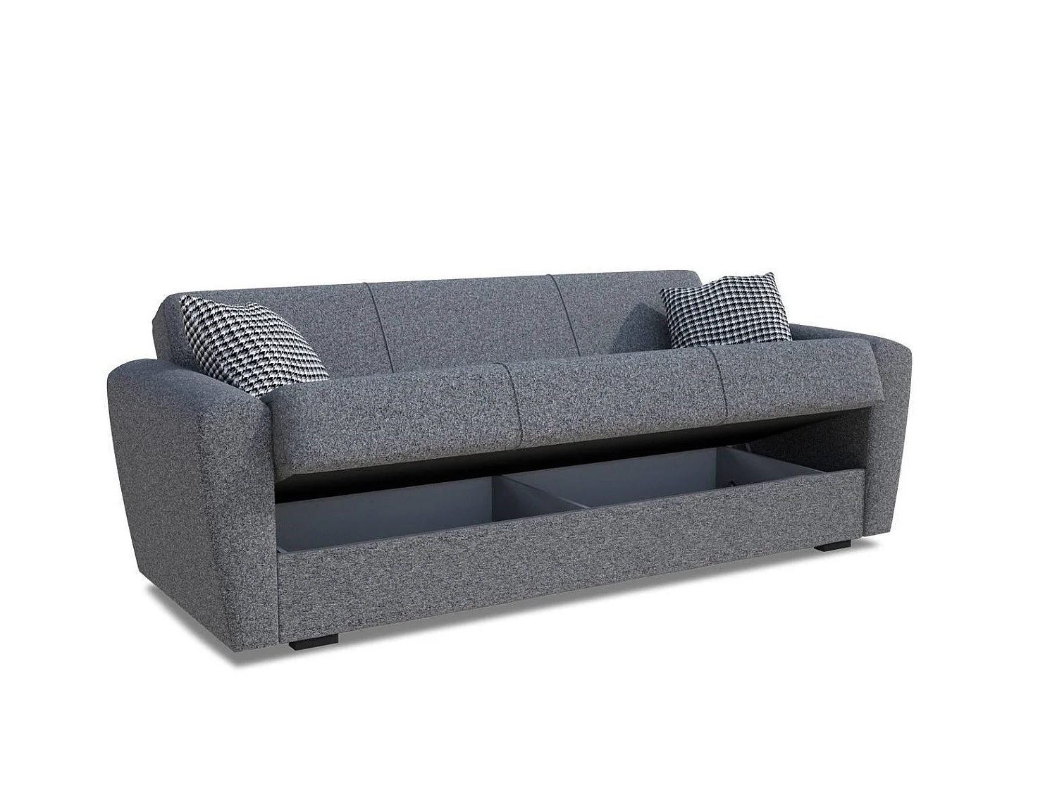 Canapé Dcorv, Canapé conteneur 3 places linéaire, Canapé de salon en tissu rembourré avec ouverture clic-clac, 223x84xh80 cm, Gris