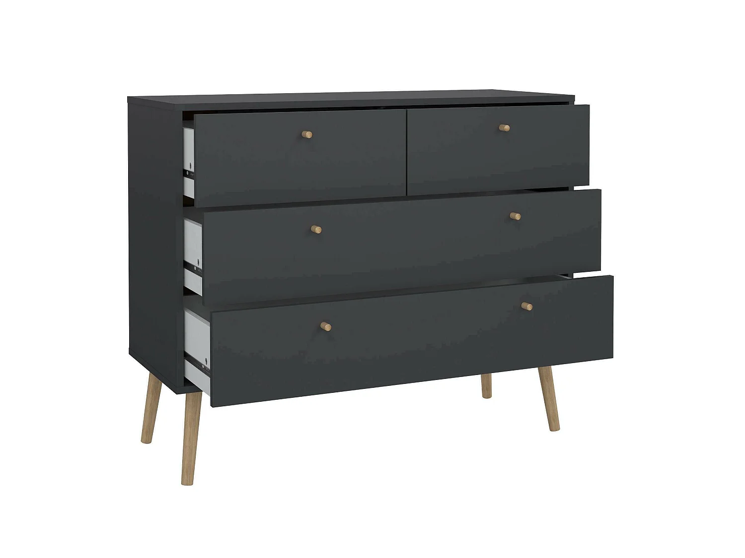 Cajonera Dromol, Cómoda multiusos, Cómoda de dormitorio, Gabinete con cajones, 99x39 h82 cm, Gris